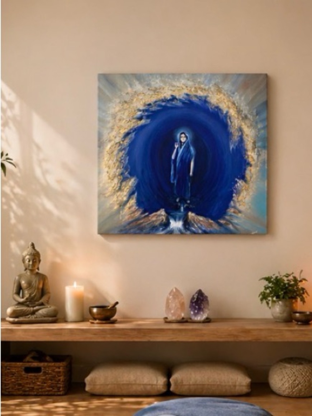 🌸 Sri Anandamayi Ma Original Meditation Art Canvas Painting Yoga - Picture 11 of 11